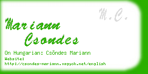 mariann csondes business card